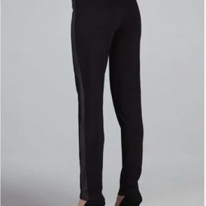 EILEEN FISHER Skinny Pants Size xxs Leather Tuxedo Stripe Panel Black